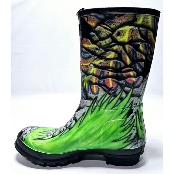 NEW Hunter Womens Original Short Rain Boot Custom Painted By  NEW Hunter Womens Original Short Rain Boot Custom Painted By Malcolm Stuart Sz 9